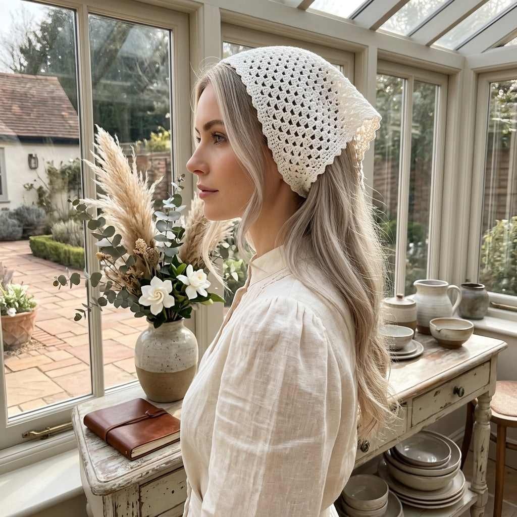 This Mesh Lace Triangle Headscarf Works Up So Fast You Won't Believe It