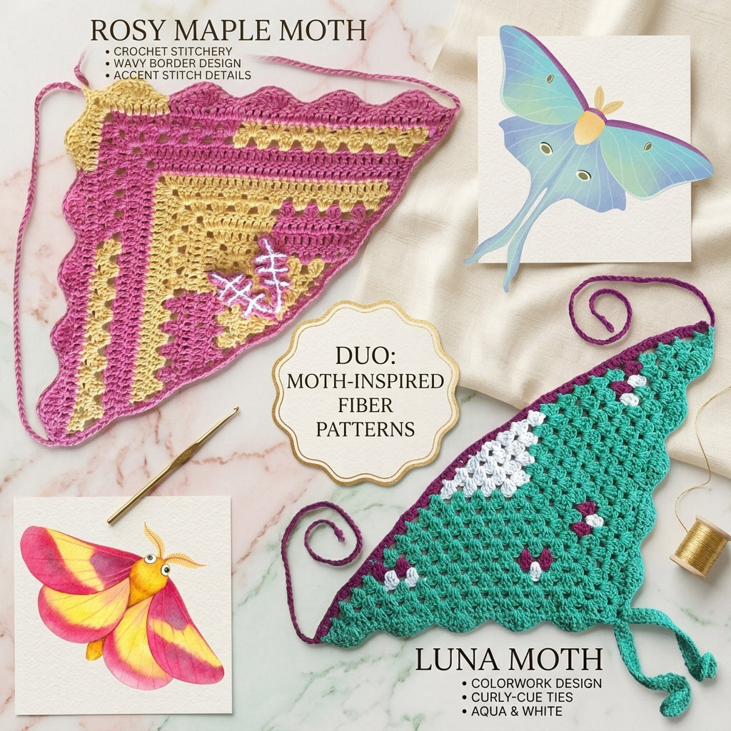 Finally: A Rosy Maple & Luna Moth Bandana Pattern That Actually Makes Sense