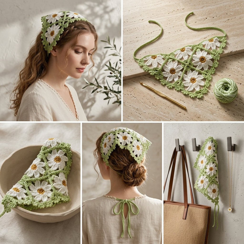 Why Every Crafter Needs This Daisy Cottagecore Hair Kerchief in Their Collection