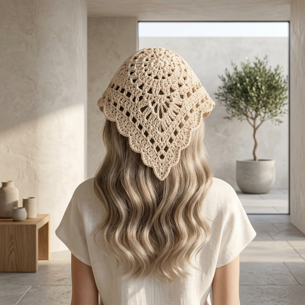 Create the Most Gorgeous Pineapple Lace Head Scarf With Just Basic Stitches