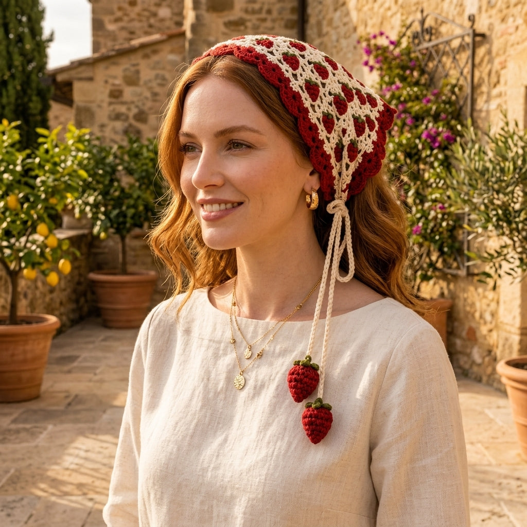 The Strawberry Cottagecore Head Scarf Pattern That Changed My Crochet Life