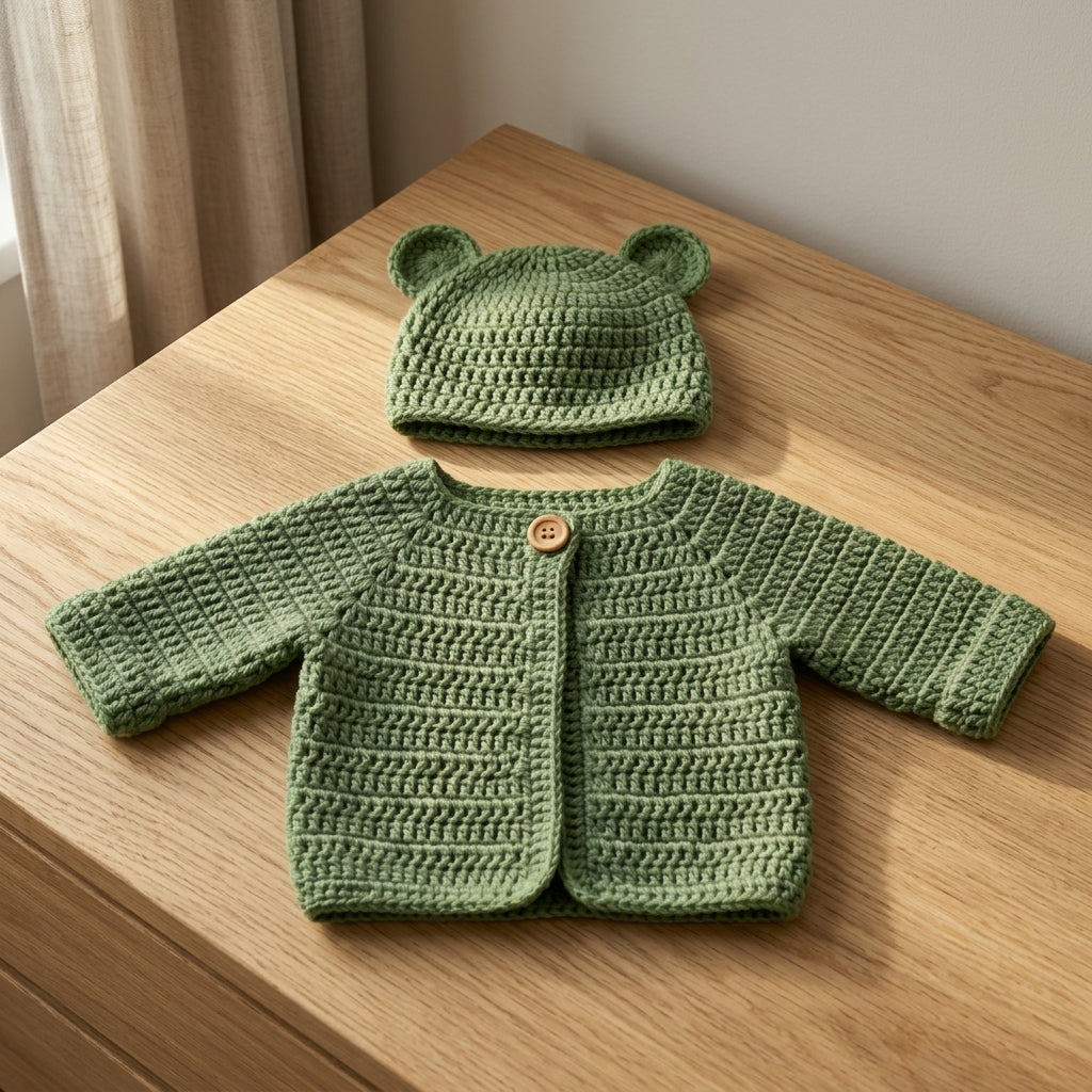 Bear Ears Baby Cardigan Bear Ears v5 | Crochet Pattern PDF