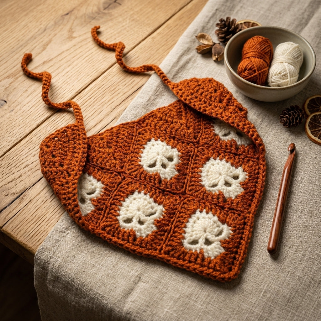 Goth Skull Granny Square Bandana | Crochet Pattern PDF