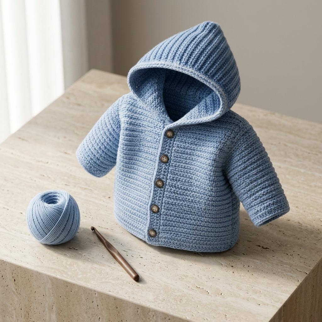 Hooded Sweater Cardigan Baby Hoodie | Crochet Pattern PDF