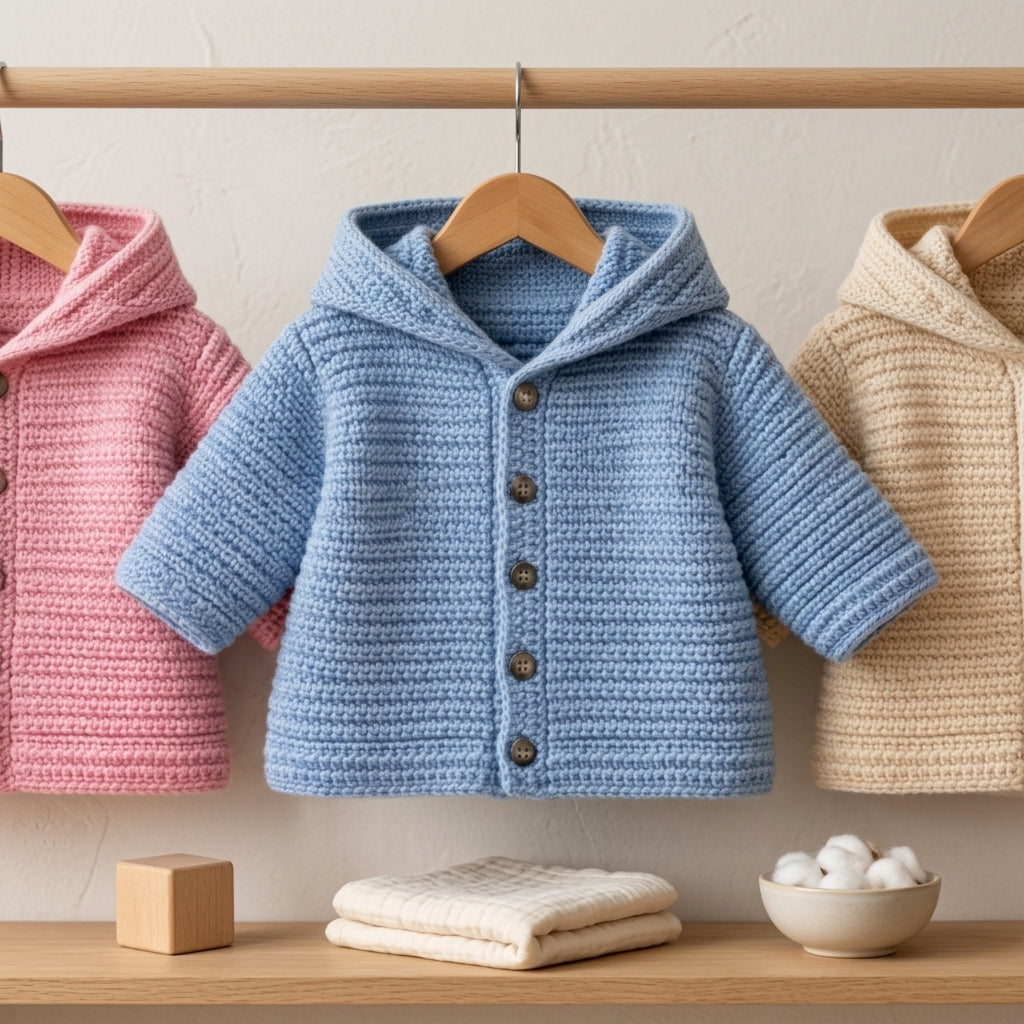 Hooded Sweater Cardigan Baby Hoodie | Crochet Pattern PDF