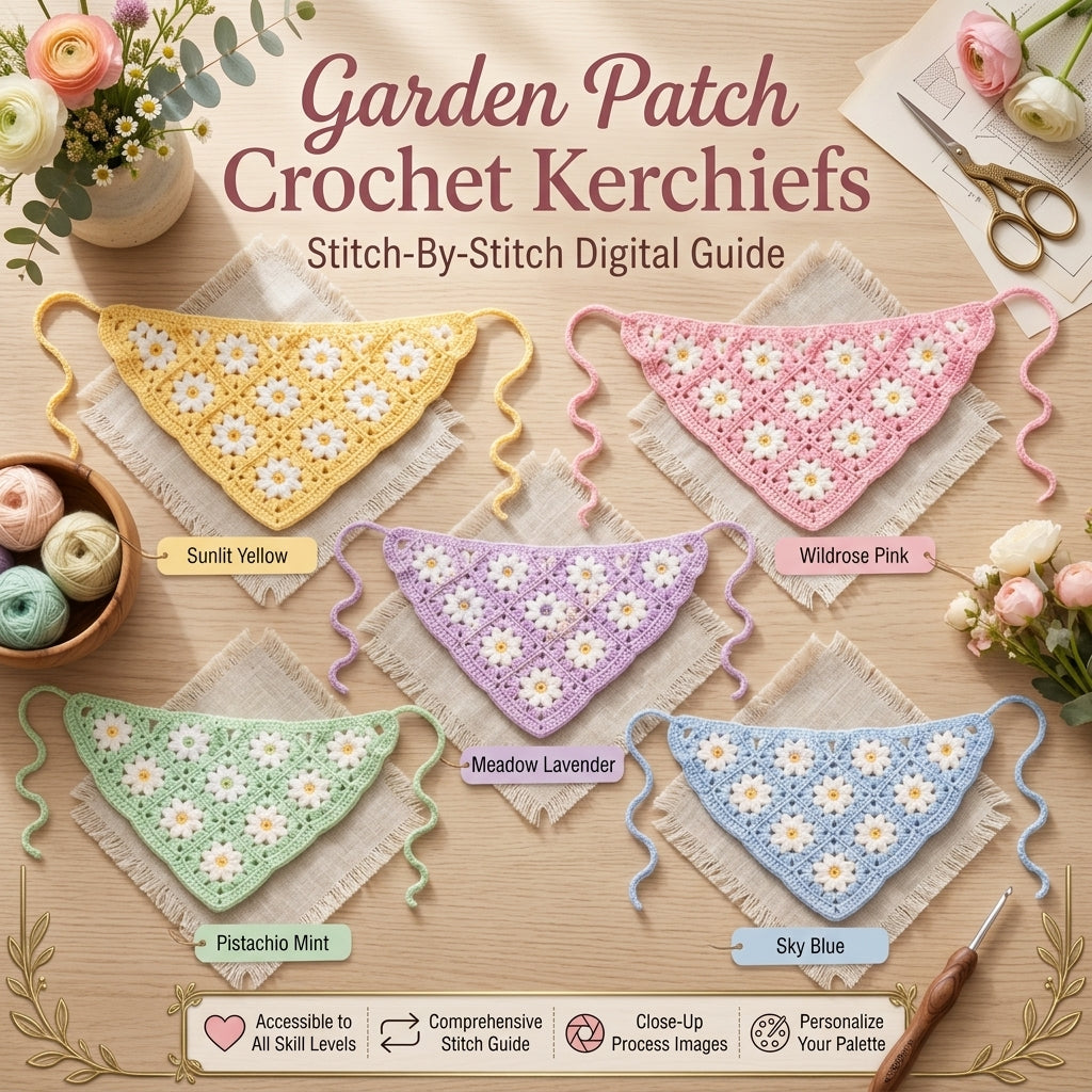 Daisy Floral Granny Bandana | Crochet Pattern PDF
