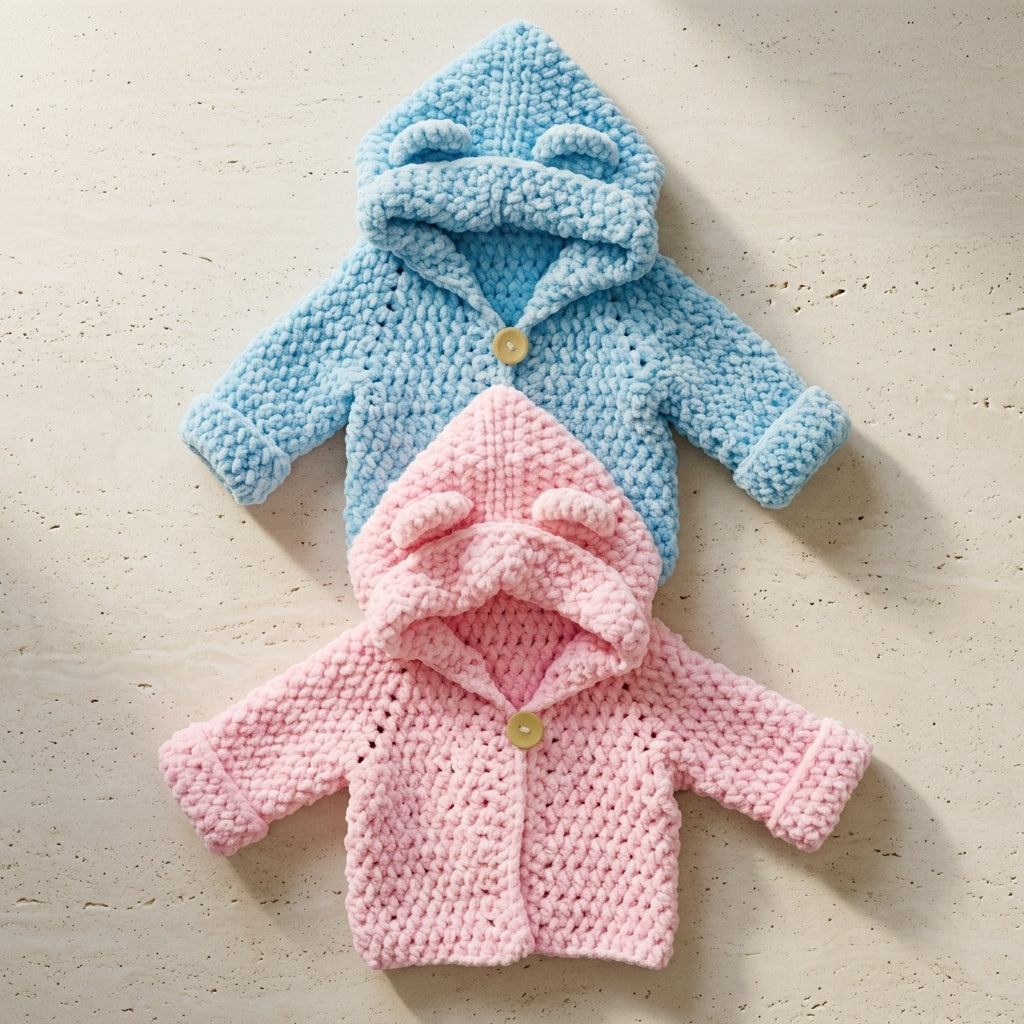 Bear Ears Baby Hoodie Bear Ears v9 | Crochet Pattern PDF