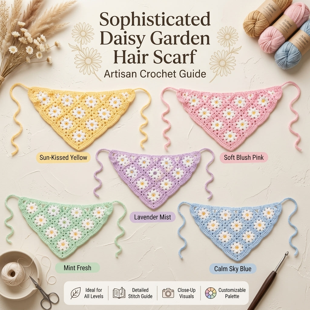 Daisy Floral Granny Bandana | Crochet Pattern PDF