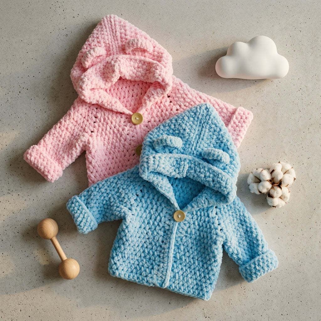 Bear Ears Baby Hoodie Bear Ears v9 | Crochet Pattern PDF