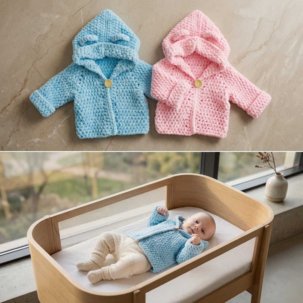 Bear Ears Baby Hoodie Bear Ears v9 | Crochet Pattern PDF
