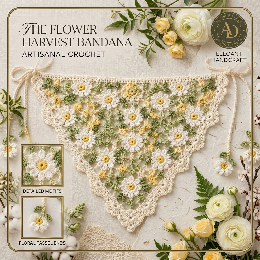Wildflower Daisy Bandana | Cottagecore Crochet Pattern PDF
