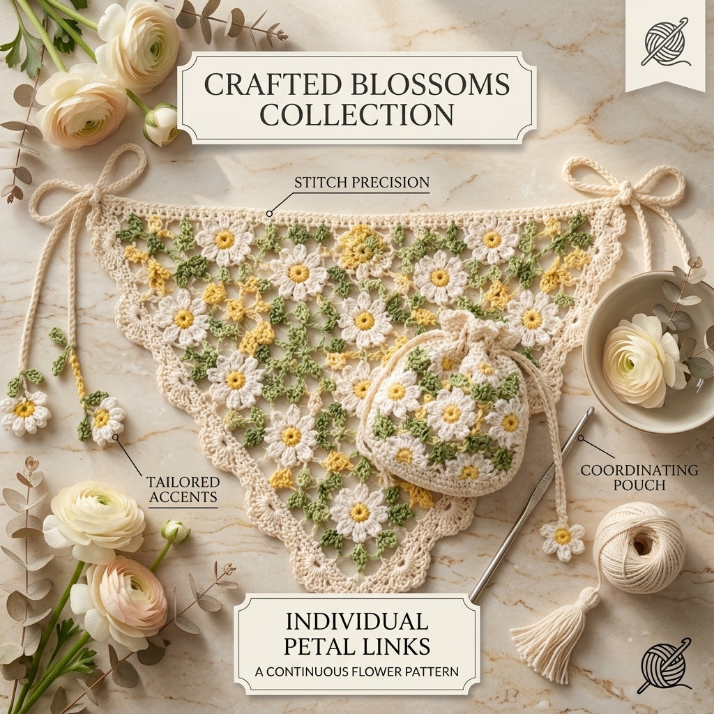 Wildflower Daisy Bandana | Cottagecore Crochet Pattern PDF