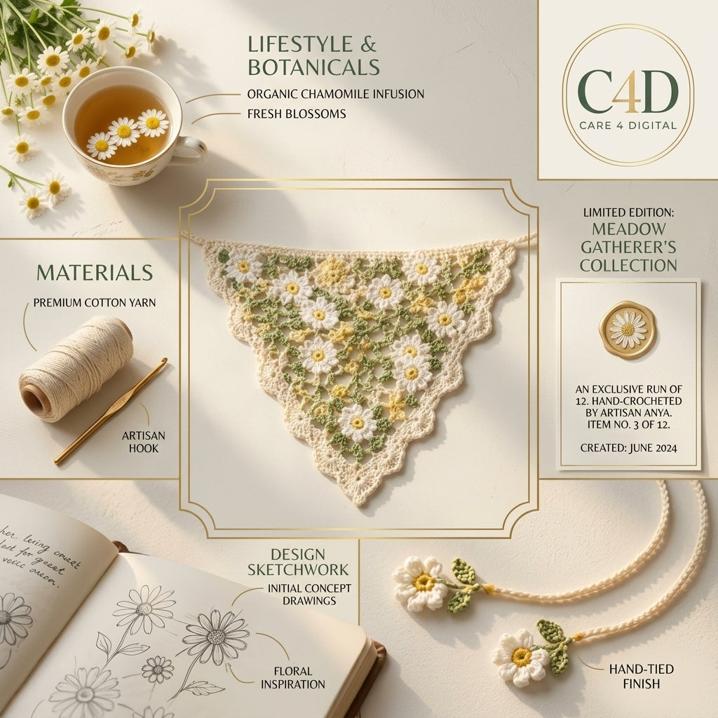 Wildflower Daisy Bandana | Cottagecore Crochet Pattern PDF