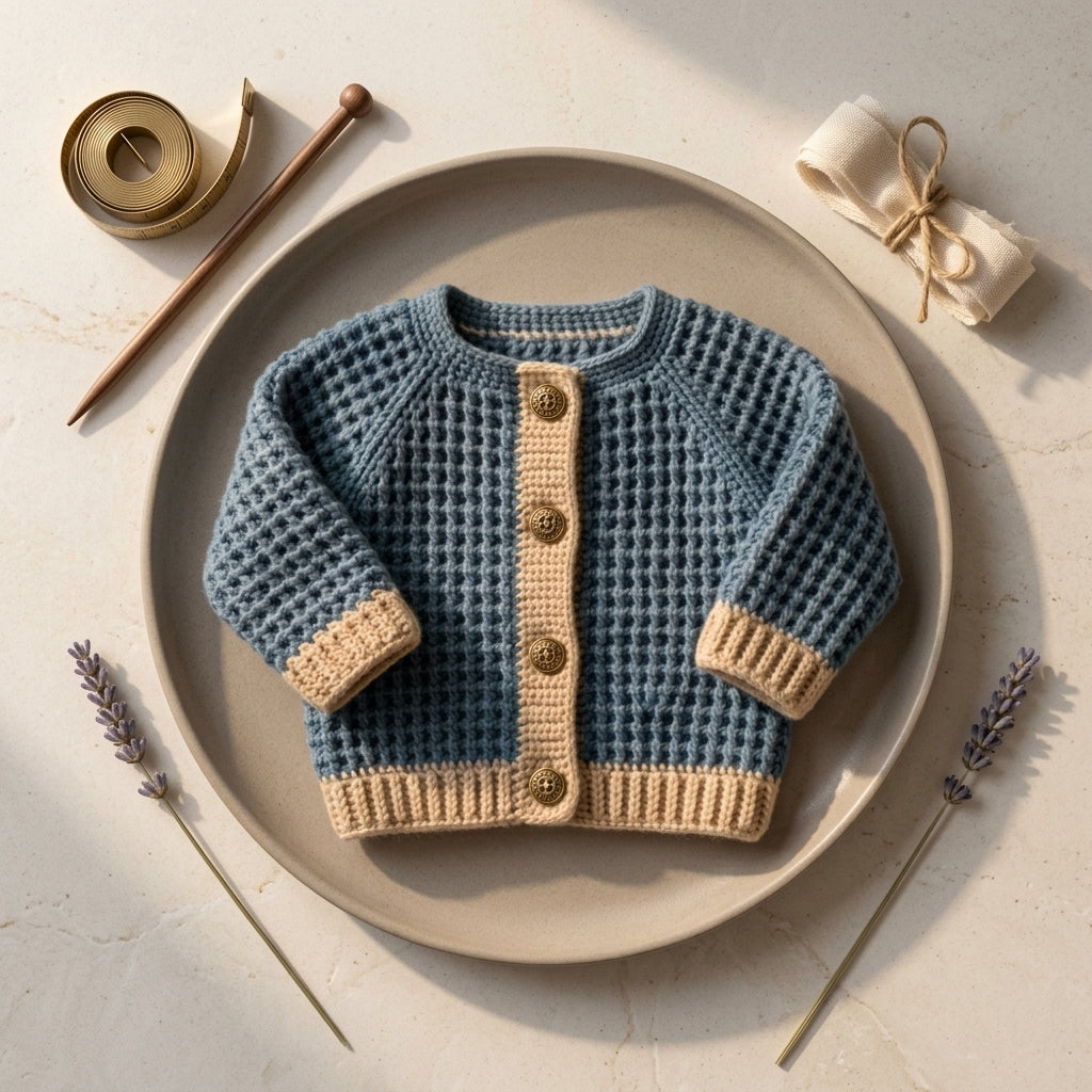 Waffle Stitch Baby Cardigan | Crochet Pattern PDF