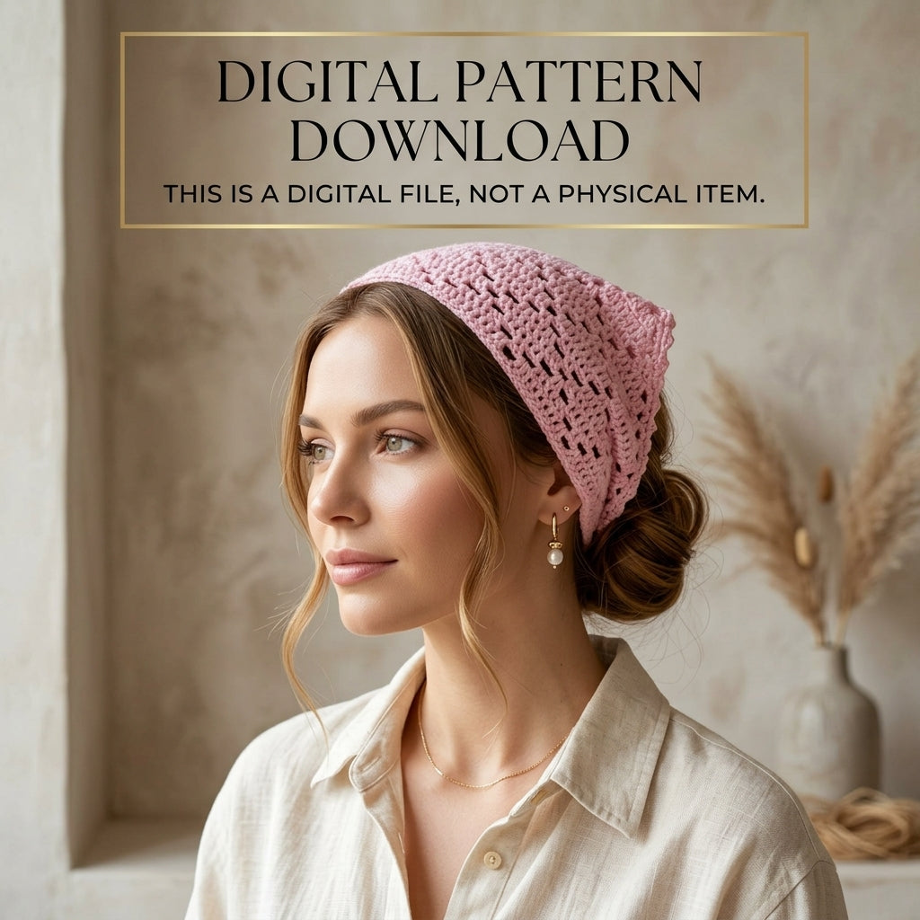 Diamond Stitch Hair Scarf | Crochet Pattern PDF