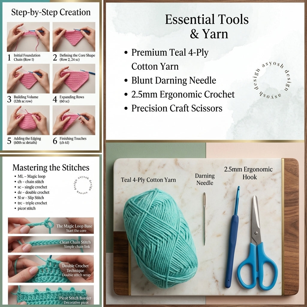Diamond Stitch Hair Scarf | Crochet Pattern PDF