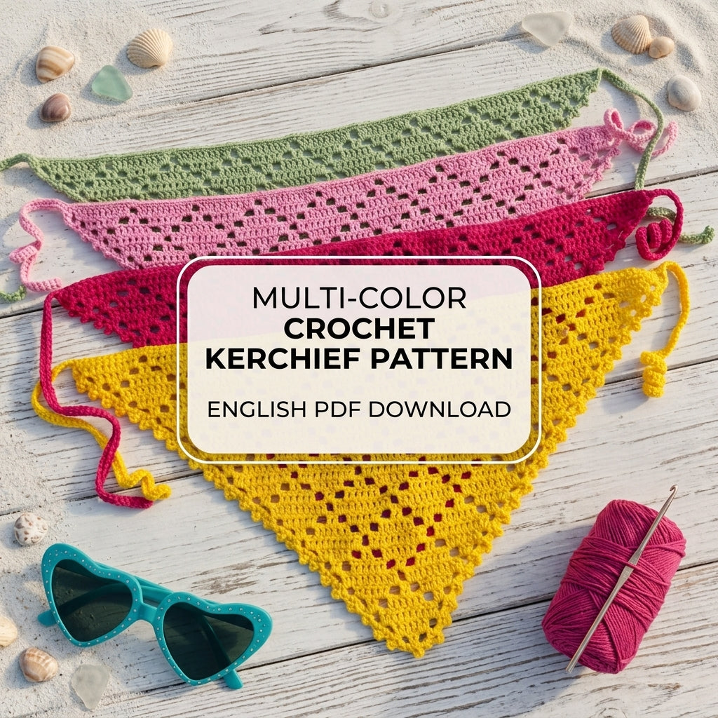 Diamond Stitch Hair Scarf | Crochet Pattern PDF