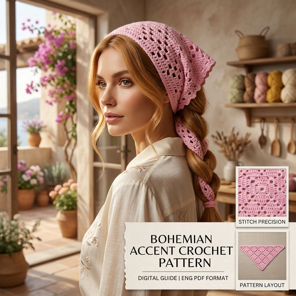 Diamond Stitch Hair Scarf | Crochet Pattern PDF
