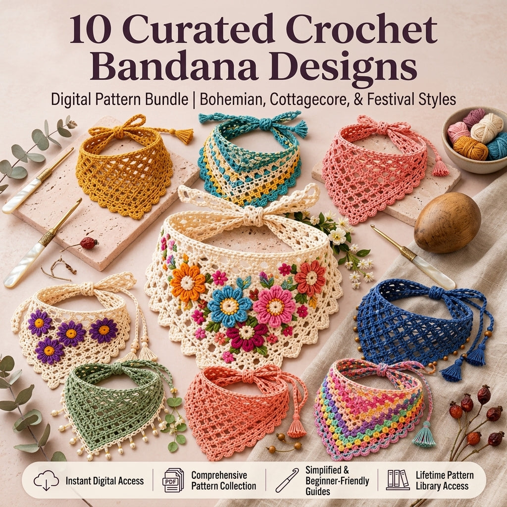 10-in-1 Boho Hair Scarf Bundle | Crochet Pattern PDF