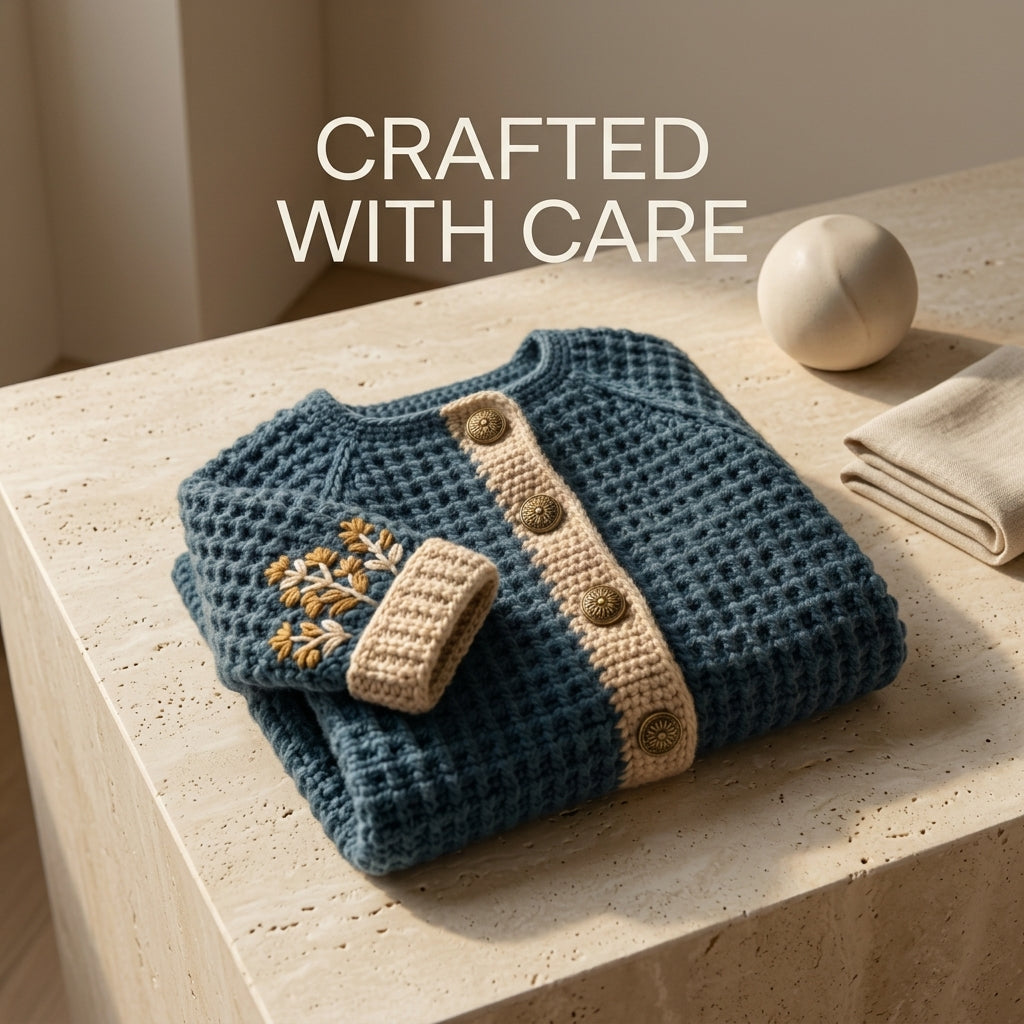 Waffle Stitch Baby Cardigan | Crochet Pattern PDF