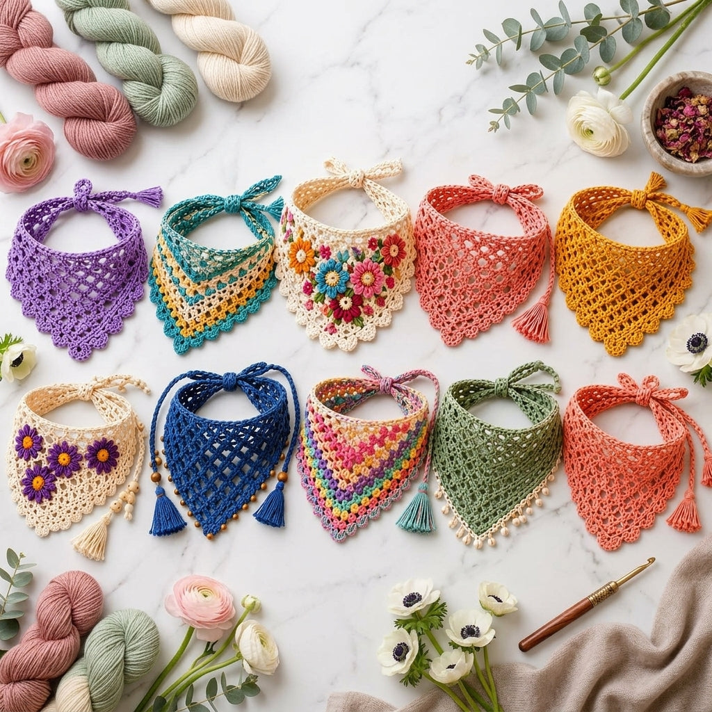10-in-1 Boho Hair Scarf Bundle | Crochet Pattern PDF