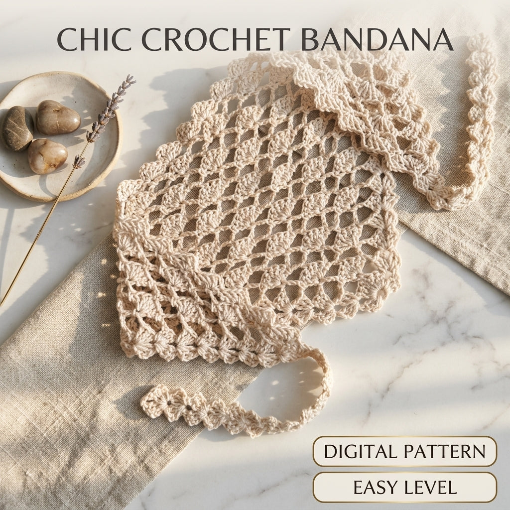 Beginner Lace Head Scarf | Crochet Pattern PDF