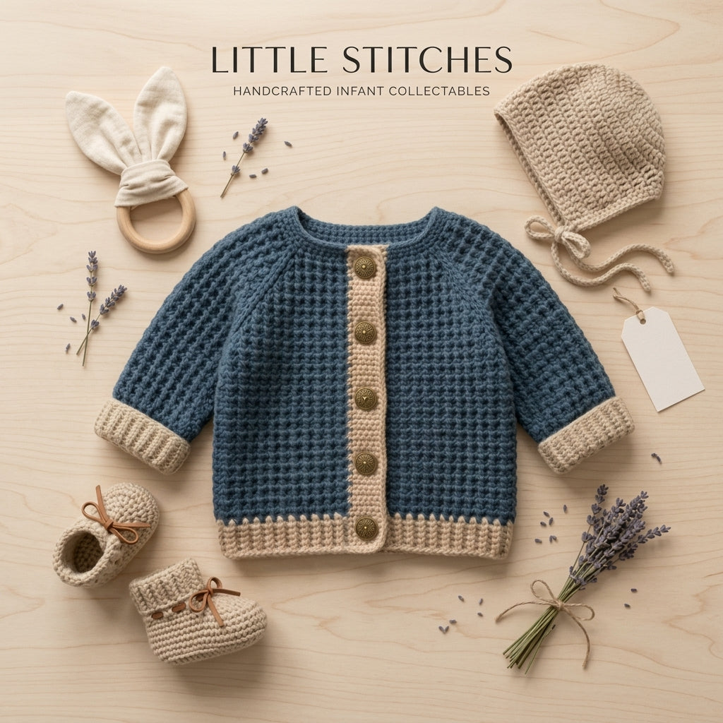 Waffle Stitch Baby Cardigan | Crochet Pattern PDF