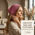 Pink Granny Square Headscarf | Crochet Pattern PDF