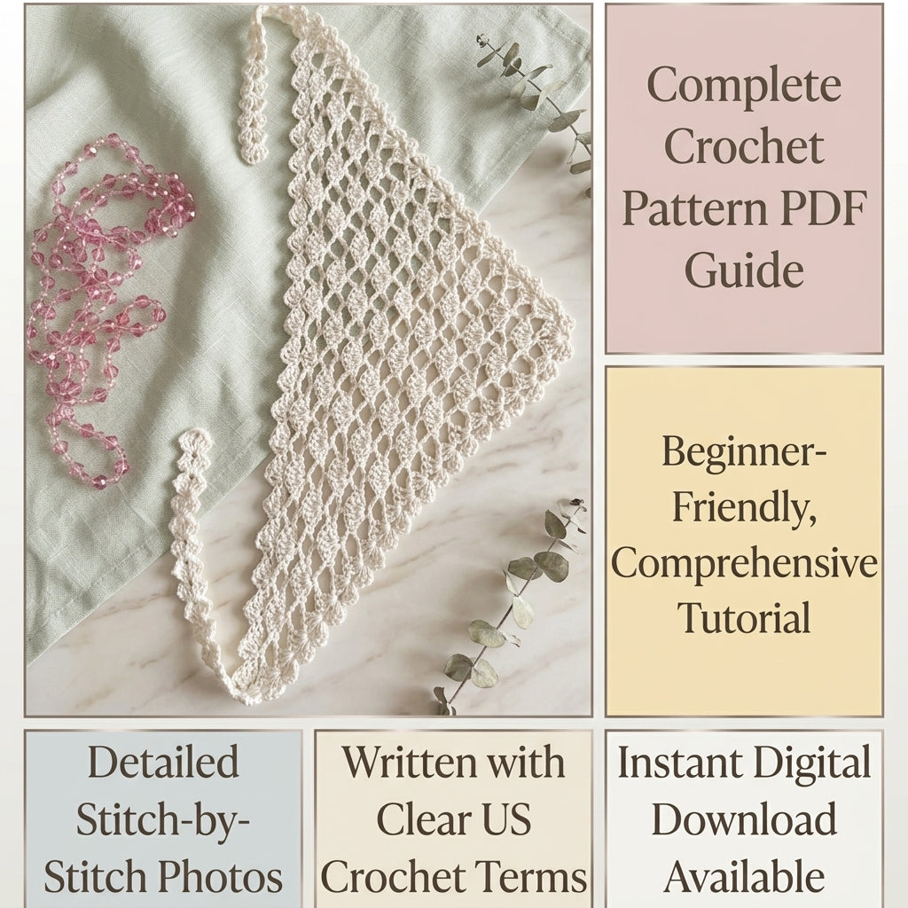 Beginner Lace Head Scarf | Crochet Pattern PDF
