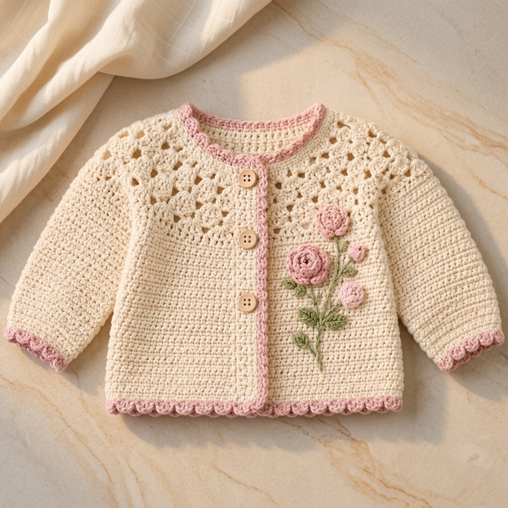 Lace Baby Cardigan | Crochet Pattern PDF