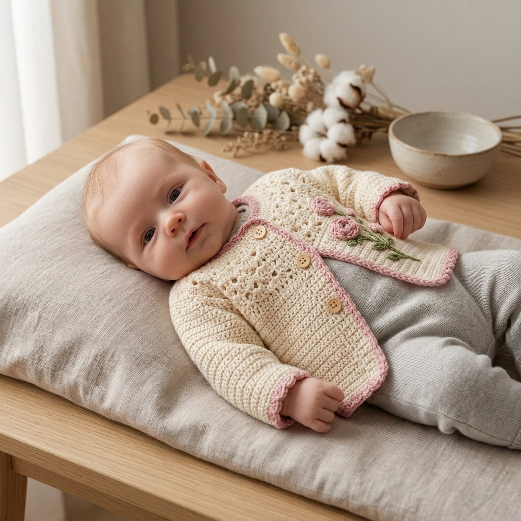 Lace Baby Cardigan | Crochet Pattern PDF