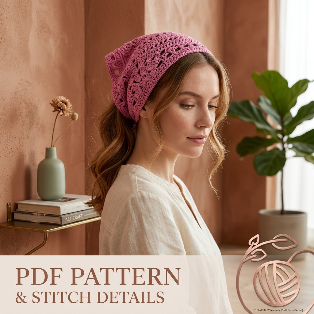Pink Granny Square Headscarf | Crochet Pattern PDF