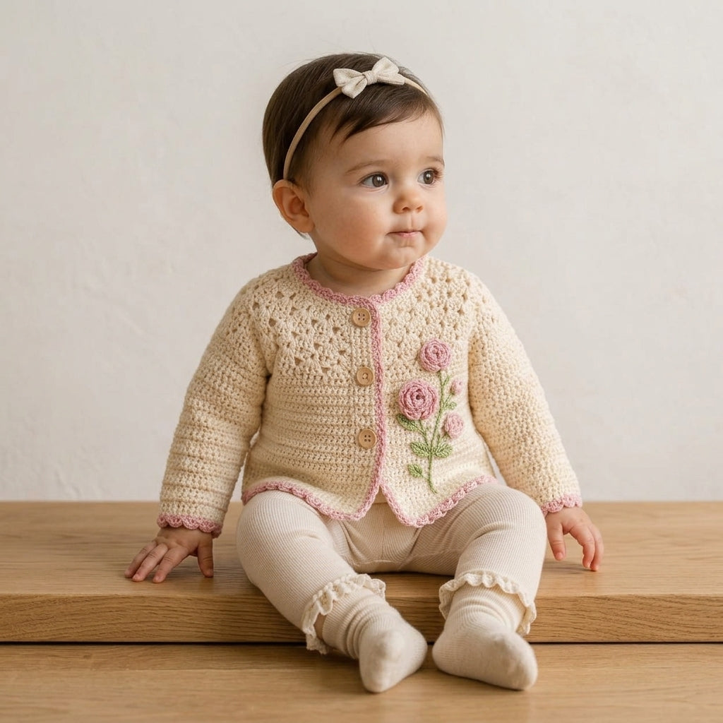Lace Baby Cardigan | Crochet Pattern PDF