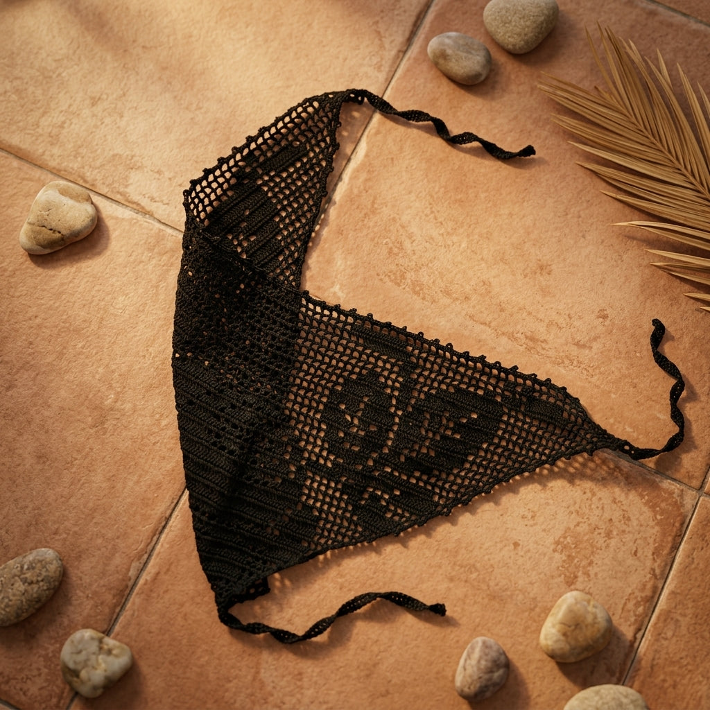 Elegant Filet Rose Lace Bandana | Crochet Pattern PDF