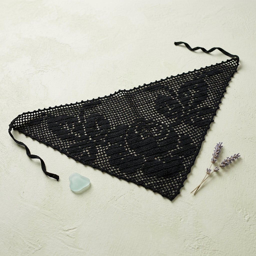Elegant Filet Rose Lace Bandana | Crochet Pattern PDF
