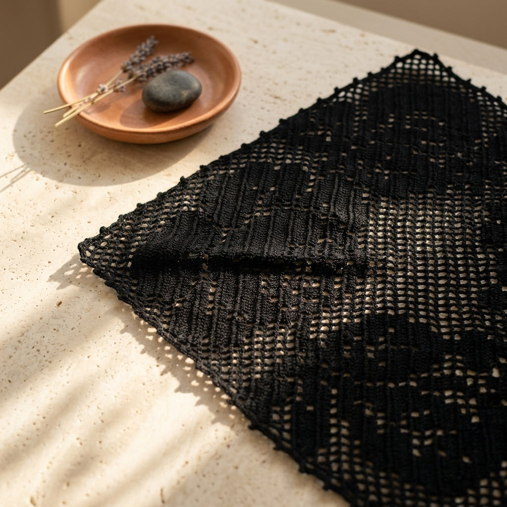 Elegant Filet Rose Lace Bandana | Crochet Pattern PDF