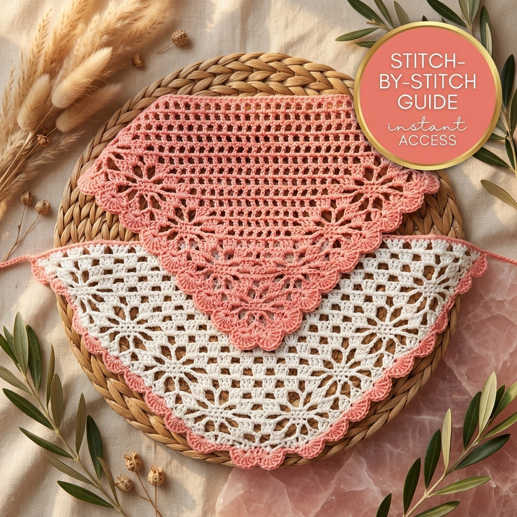 Floral Bandana With Flower Border | Crochet Pattern PDF