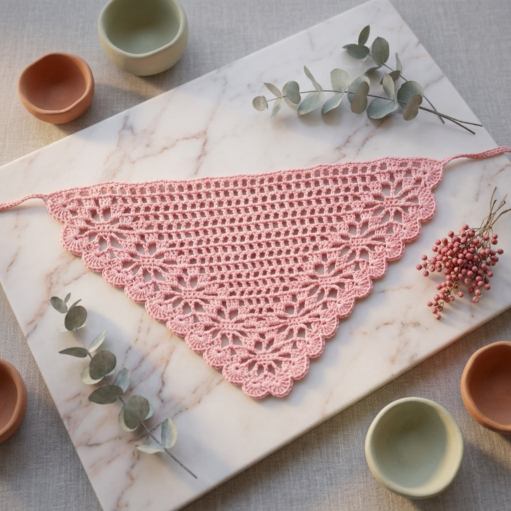 Floral Bandana With Flower Border | Crochet Pattern PDF