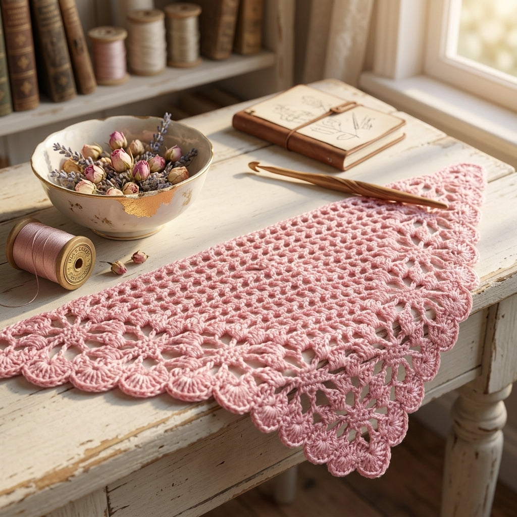 Floral Bandana With Flower Border | Crochet Pattern PDF