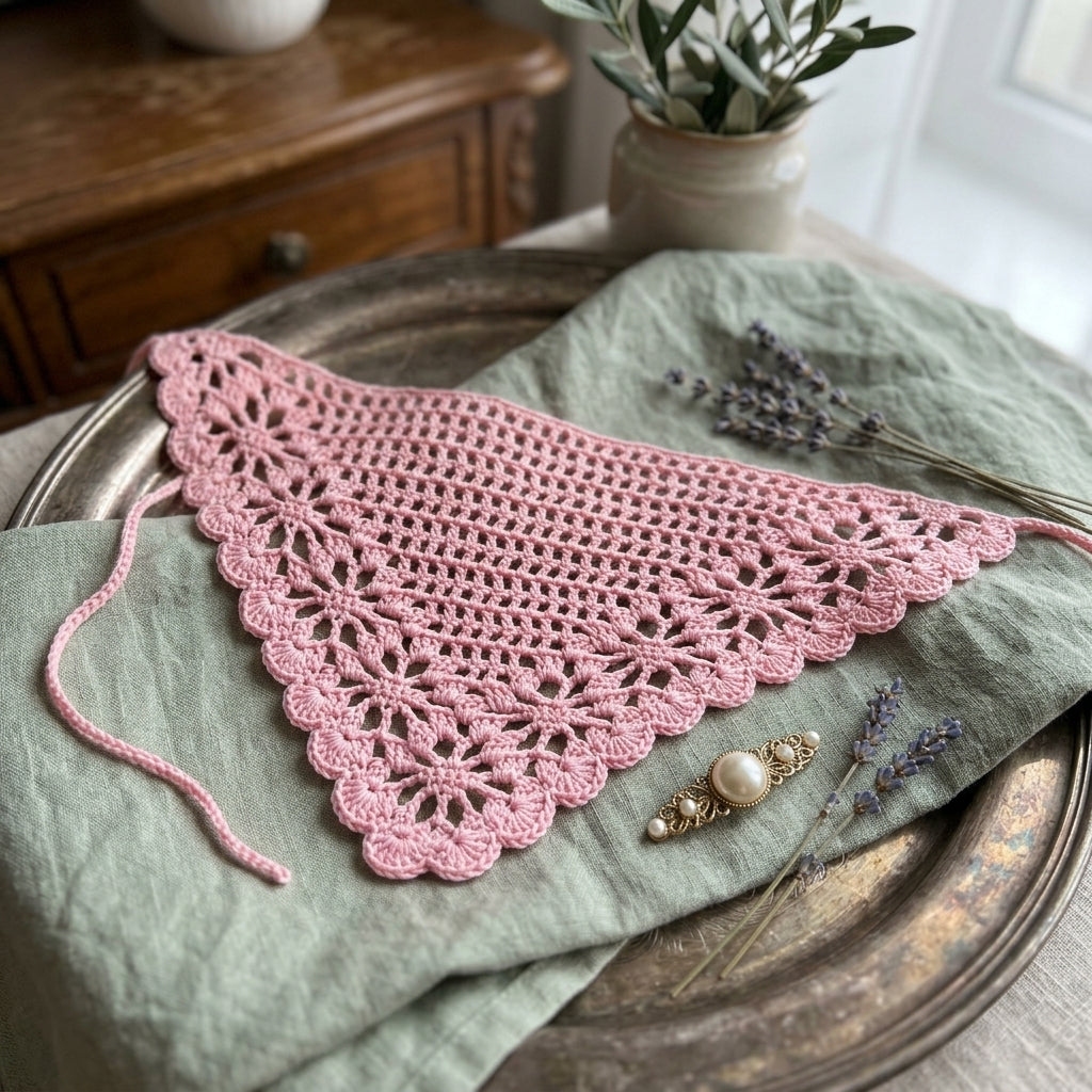 Floral Bandana With Flower Border | Crochet Pattern PDF