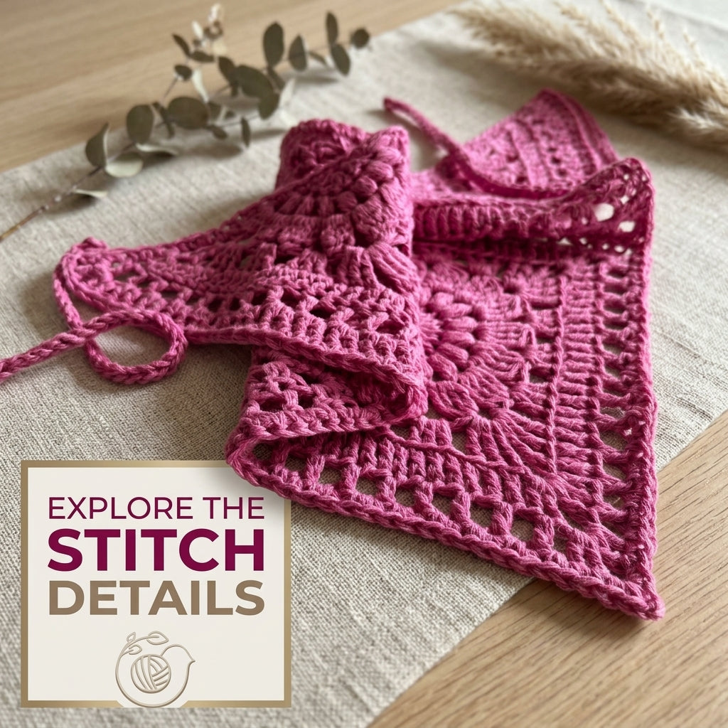Pink Granny Square Headscarf | Crochet Pattern PDF