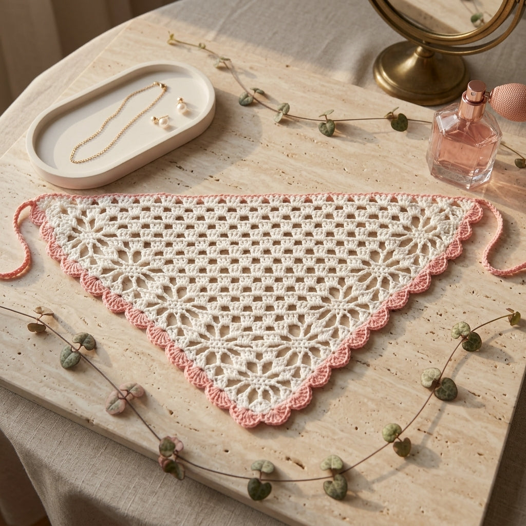 Floral Bandana With Flower Border | Crochet Pattern PDF
