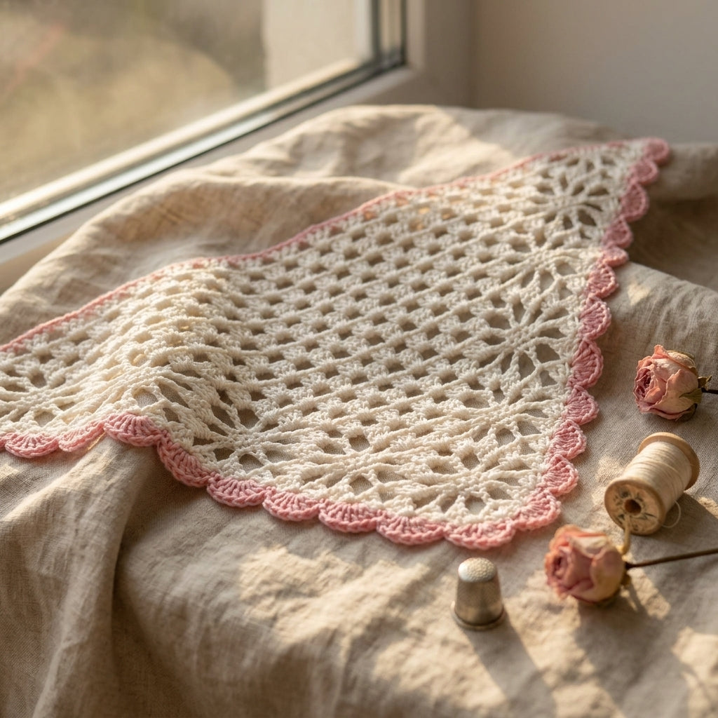 Floral Bandana With Flower Border | Crochet Pattern PDF