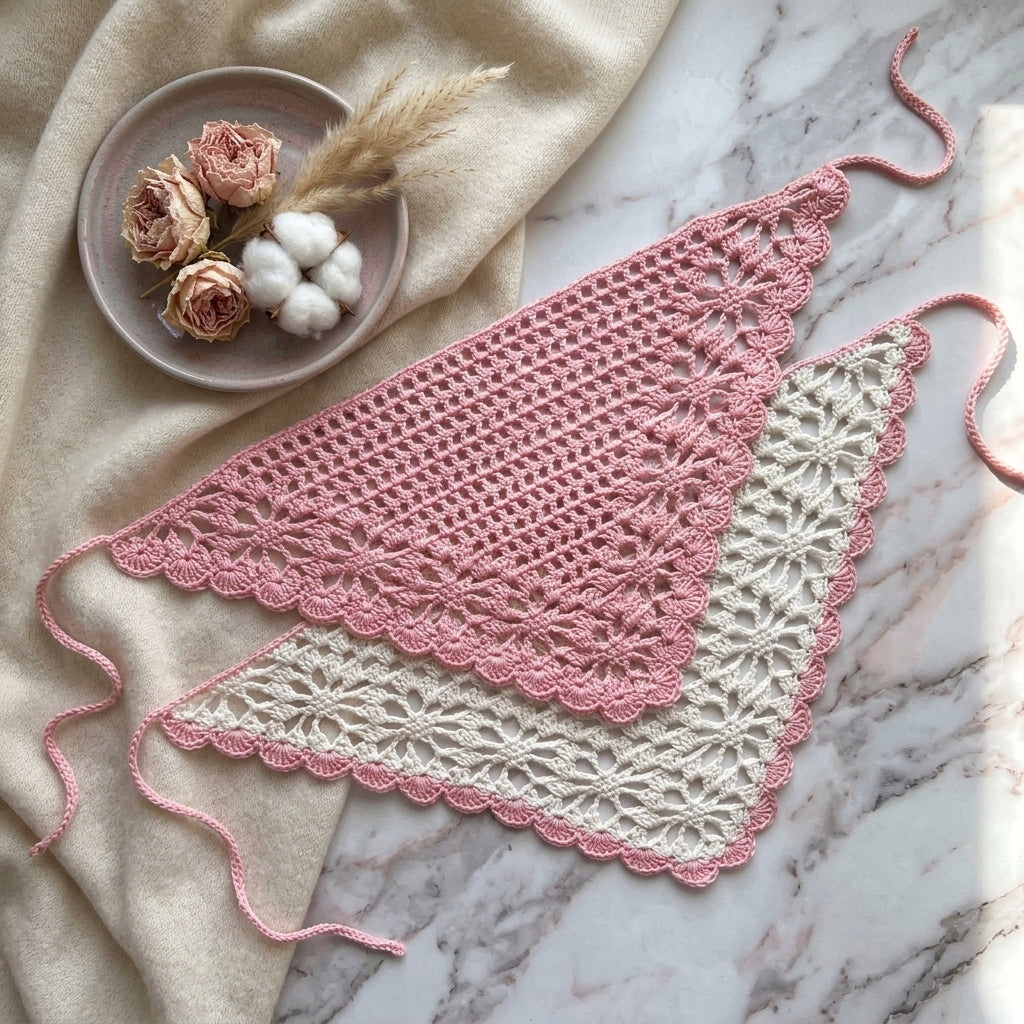 Floral Bandana With Flower Border | Crochet Pattern PDF
