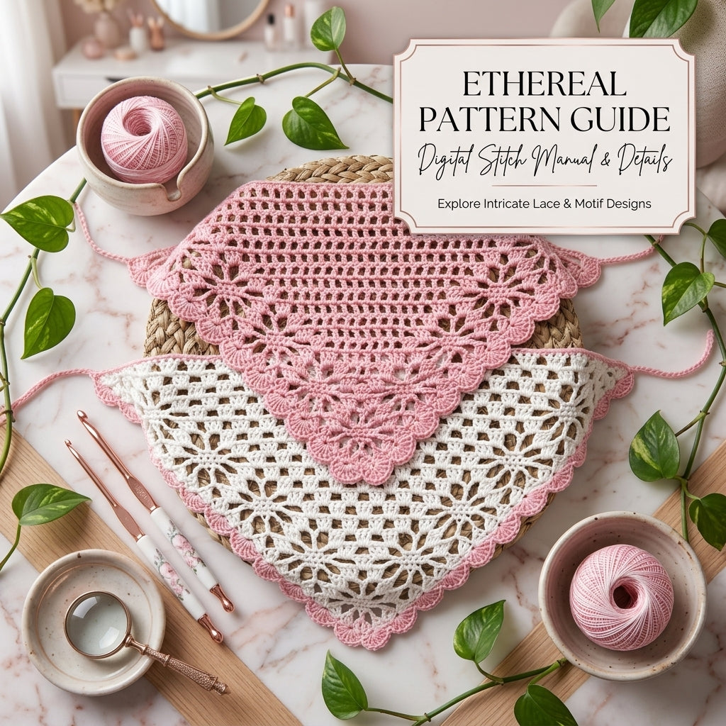 Floral Bandana With Flower Border | Crochet Pattern PDF