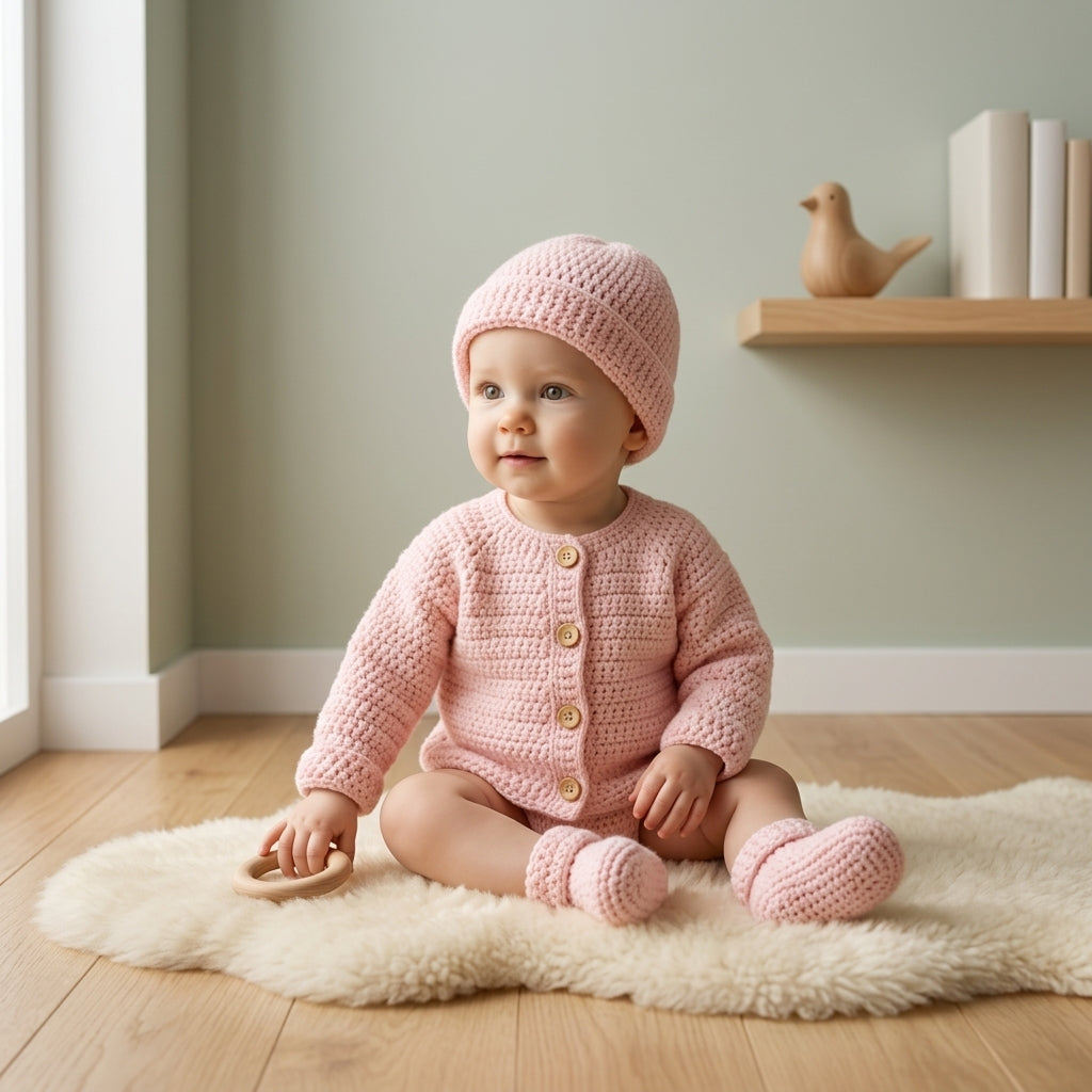 Cardigan Hat Booties Baby Cardigan Classic v3 | Crochet Pattern PDF