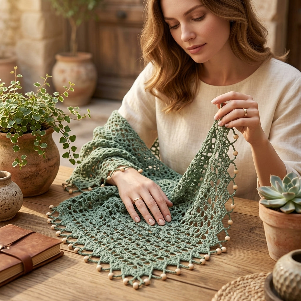 Beaded Festival Headscarf | Crochet Pattern PDF