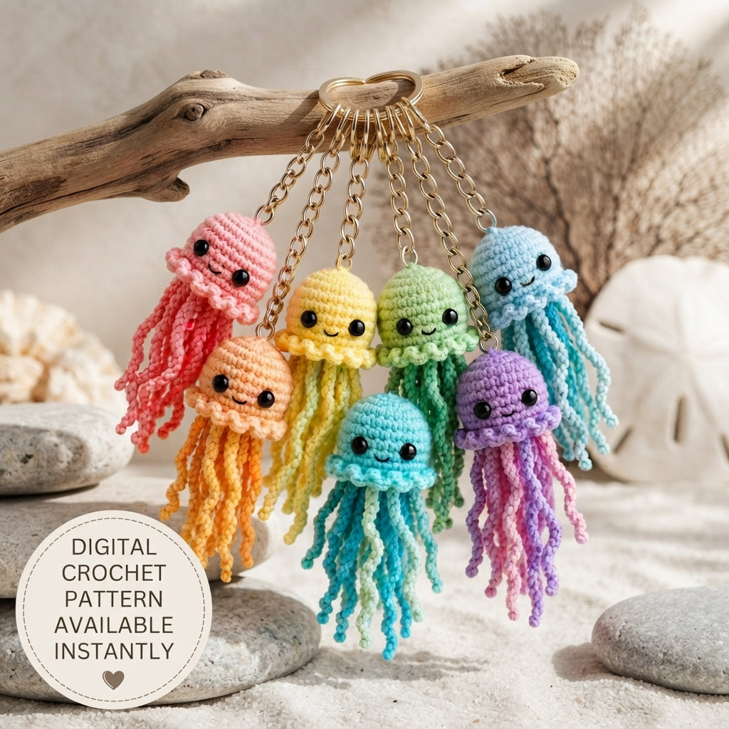 Whimsical Jellyfish Keychain | PDF Crochet Guide