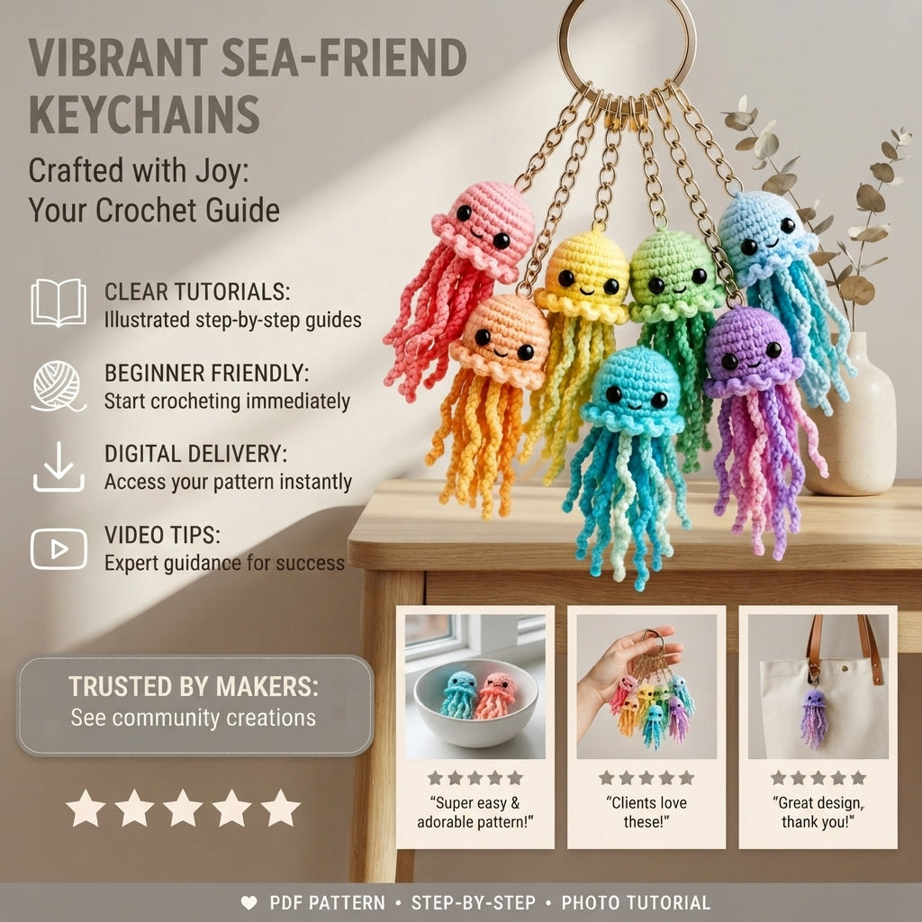 Whimsical Jellyfish Keychain | PDF Crochet Guide