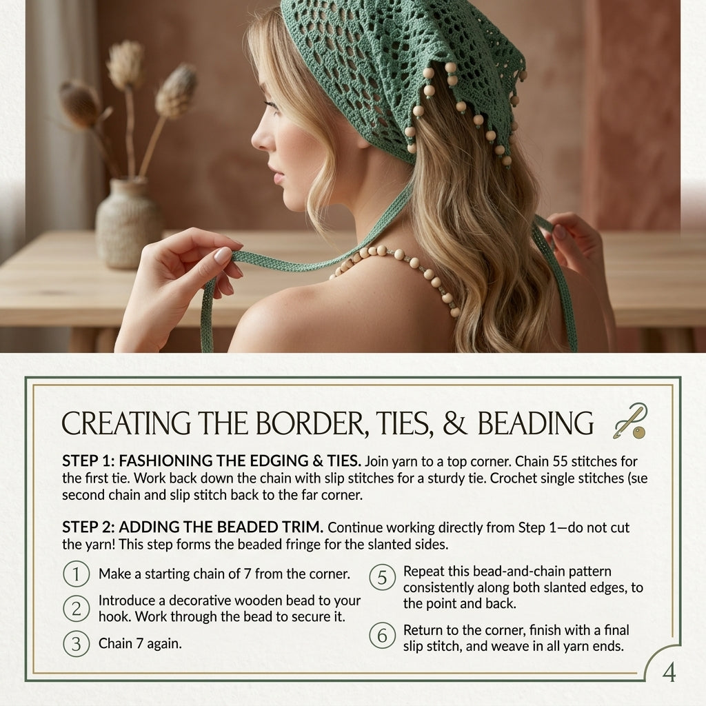 Beaded Festival Headscarf | Crochet Pattern PDF